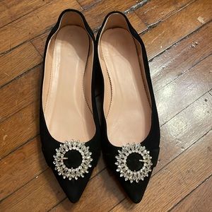 Jewel buckle black J Crew flats
